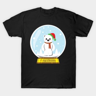 Merry Polar Bear Christmas inside Snowball Glass T-Shirt